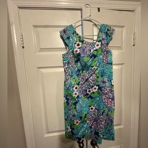 Lilly Pulitzer Tropical Floral Dress in Blue and Pink